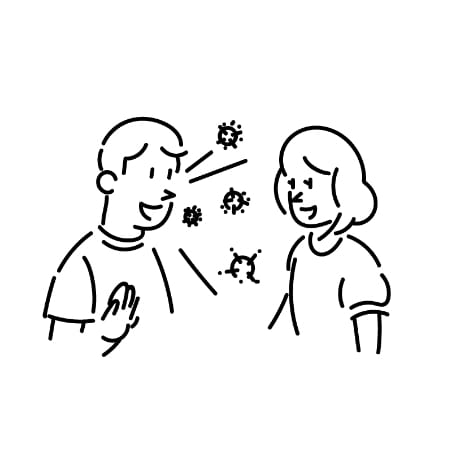 近距離での会話や発声を避けるイメージイラスト