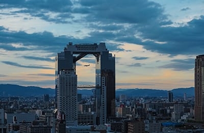 夏の大阪の景色 夕暮れ