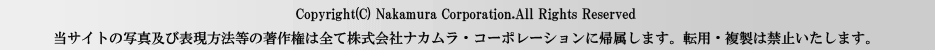 (C)2005-2009 Nakamura Corporation.All Rights Reserved.当サイトの写真及び表現方法等の著作権は全て株式会社ナカムラ・コーポレーションに帰属します。転用、複写は禁止いたします。